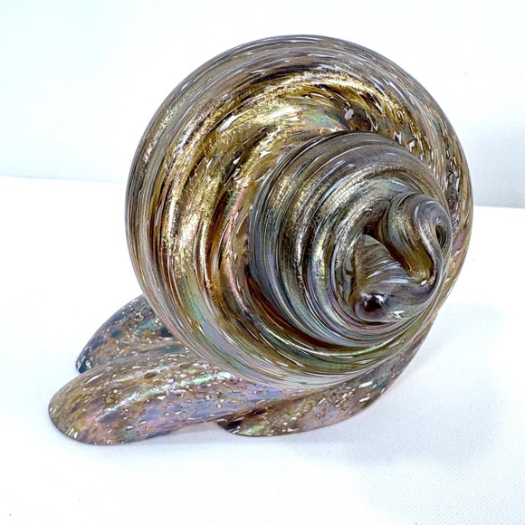 Cohn-Stone Studios Other - Cohn Stone Art‎ Glass Seashell Sculpture Iridescent Gold Brown 1995 Signed